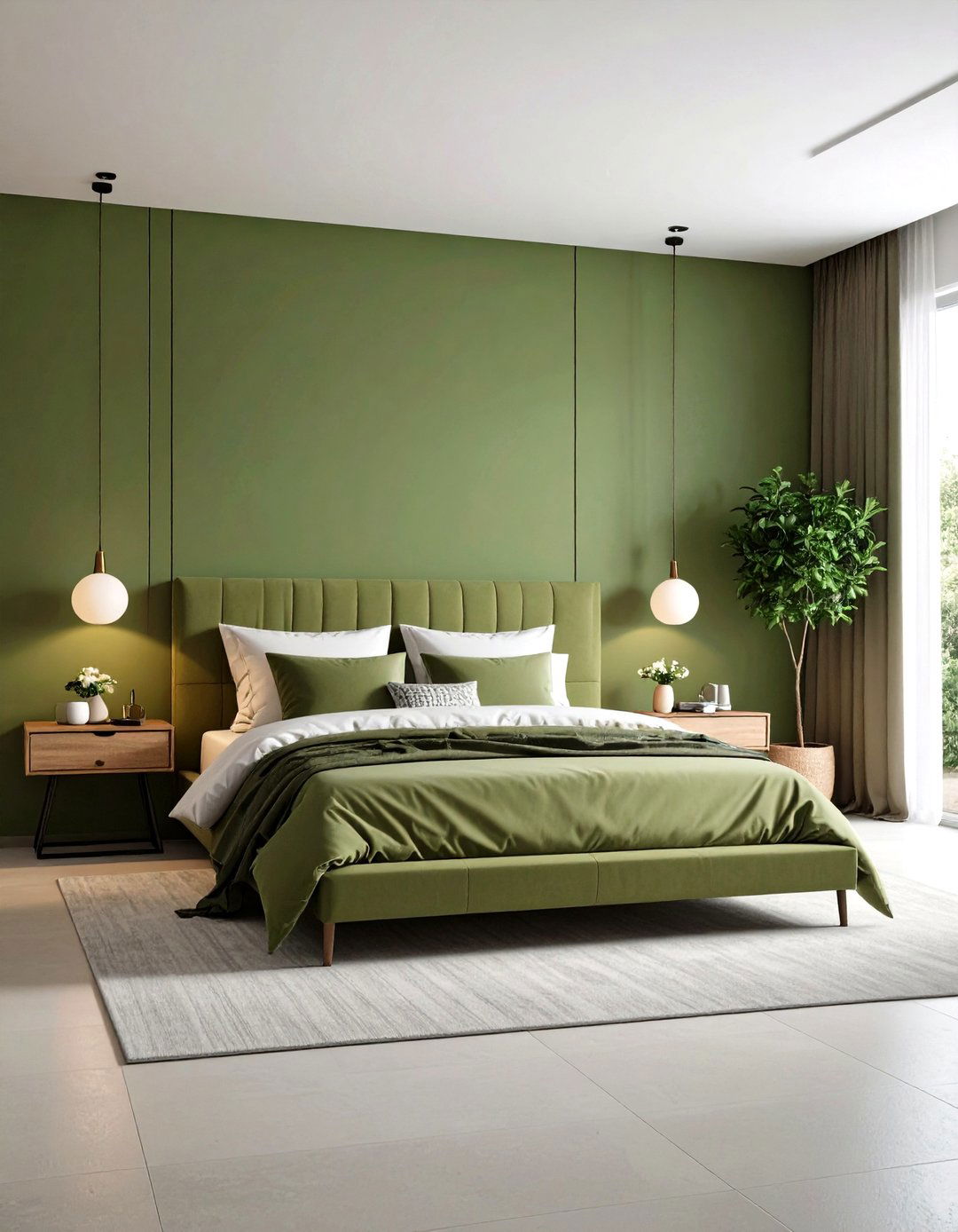 Modern Minimalist Olive Green Design - 24 Olive Green Bedroom Ideas