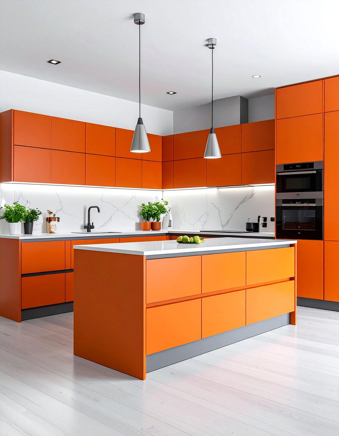 Modern Minimalist Orange and Gray - 24 Burnt Orange Kitchen Ideas