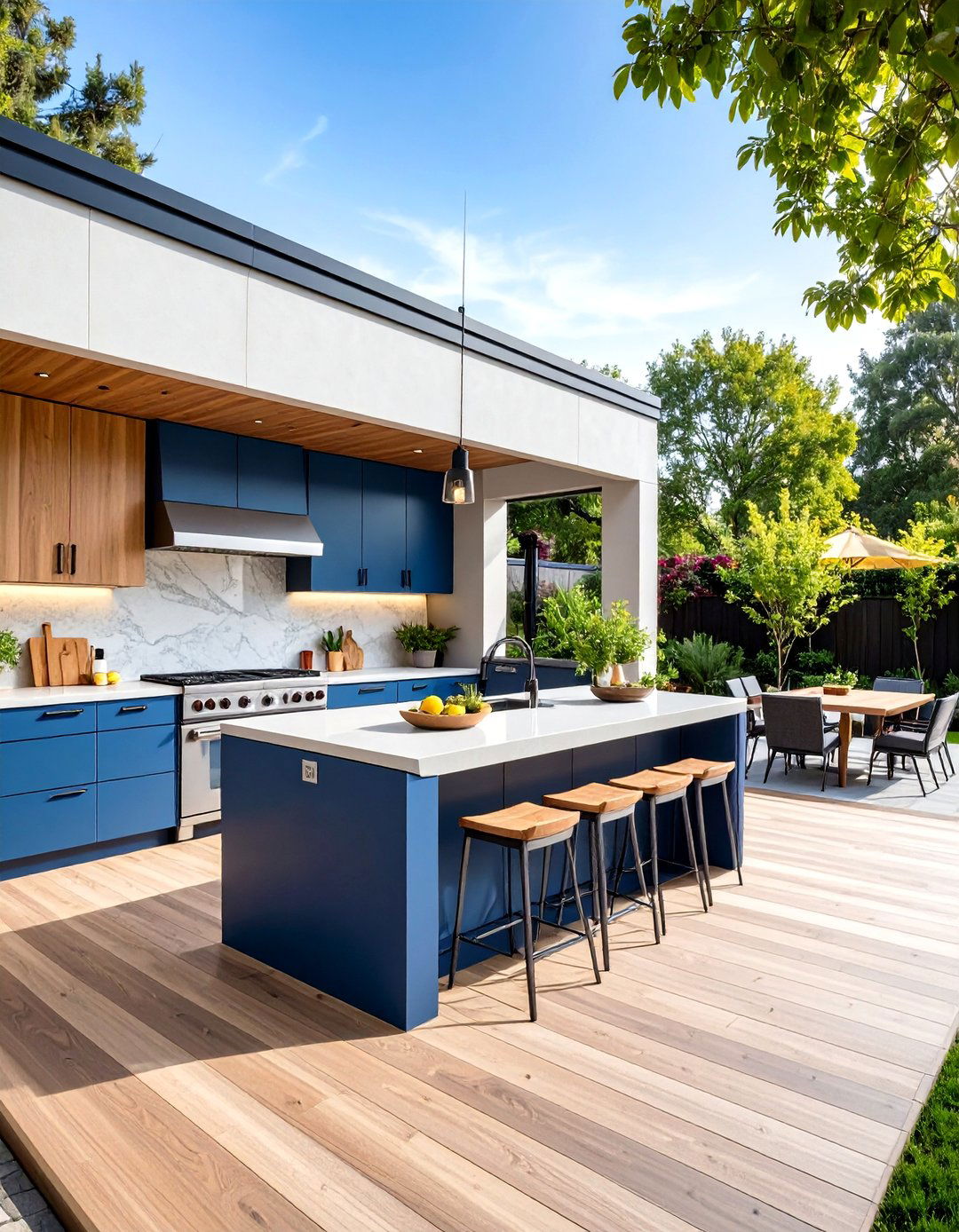 Modern Minimalist Outdoor Kitchen with Clean Lines - 24 Summer Kitchen Ideas