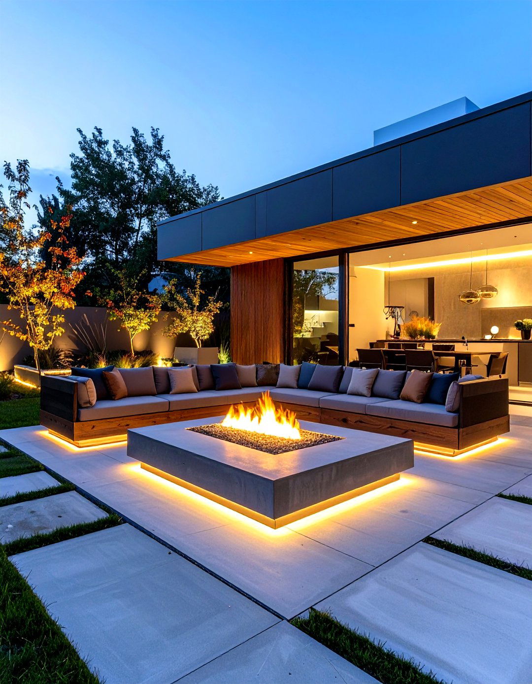 Modern Minimalist Outdoor Lounge with Clean Lines - 24 Outdoor Living Room Ideas
