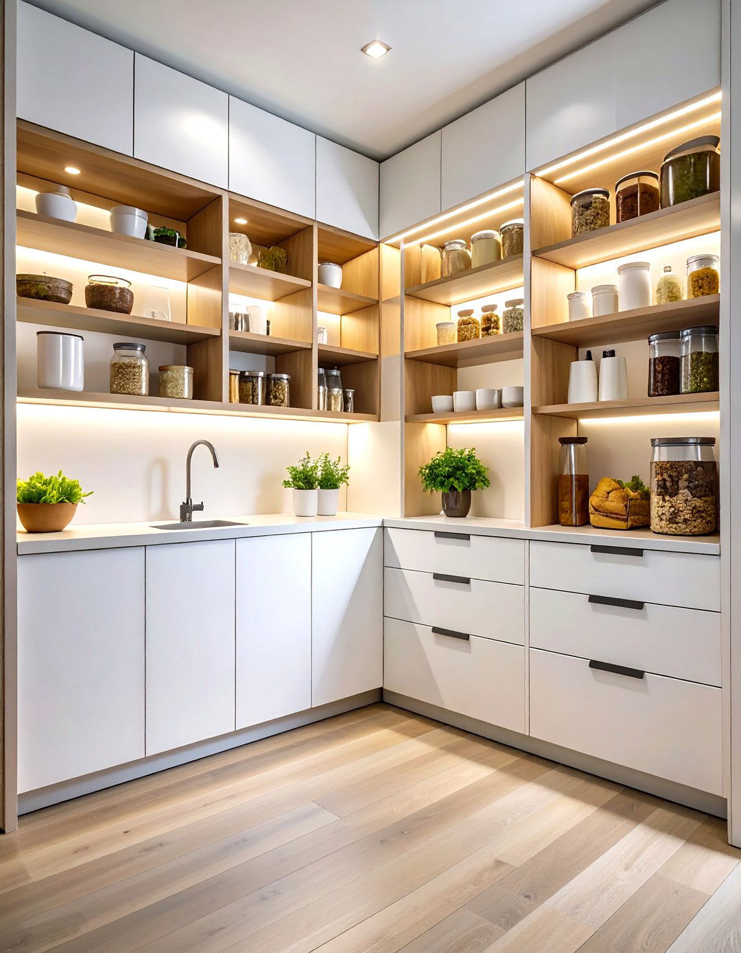 Modern Minimalist Pantry with Sliding Doors - 24 Kitchen Pantry Ideas