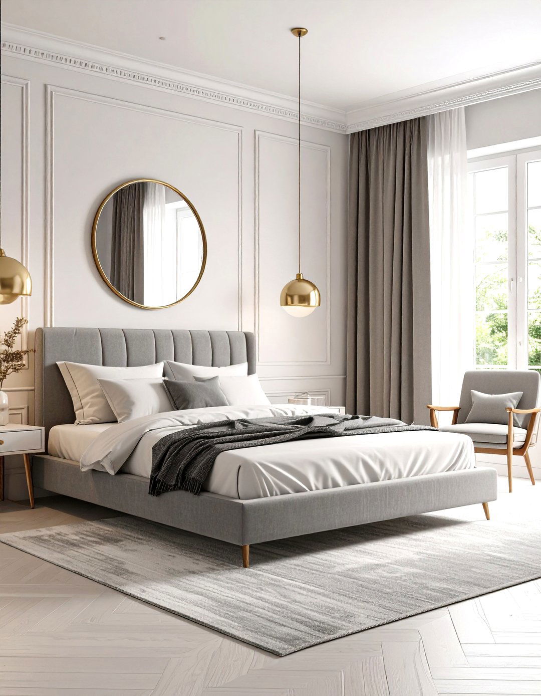 Modern Minimalist Parisian Bedroom with Brass Accents - 24 Parisian Themed Bedroom Ideas