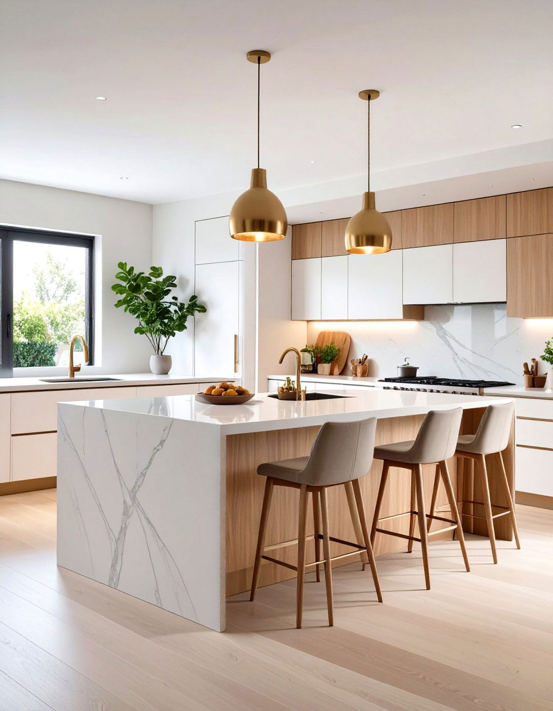 Modern Minimalist Peninsula with Waterfall Edge - 24 Kitchen Peninsula Ideas