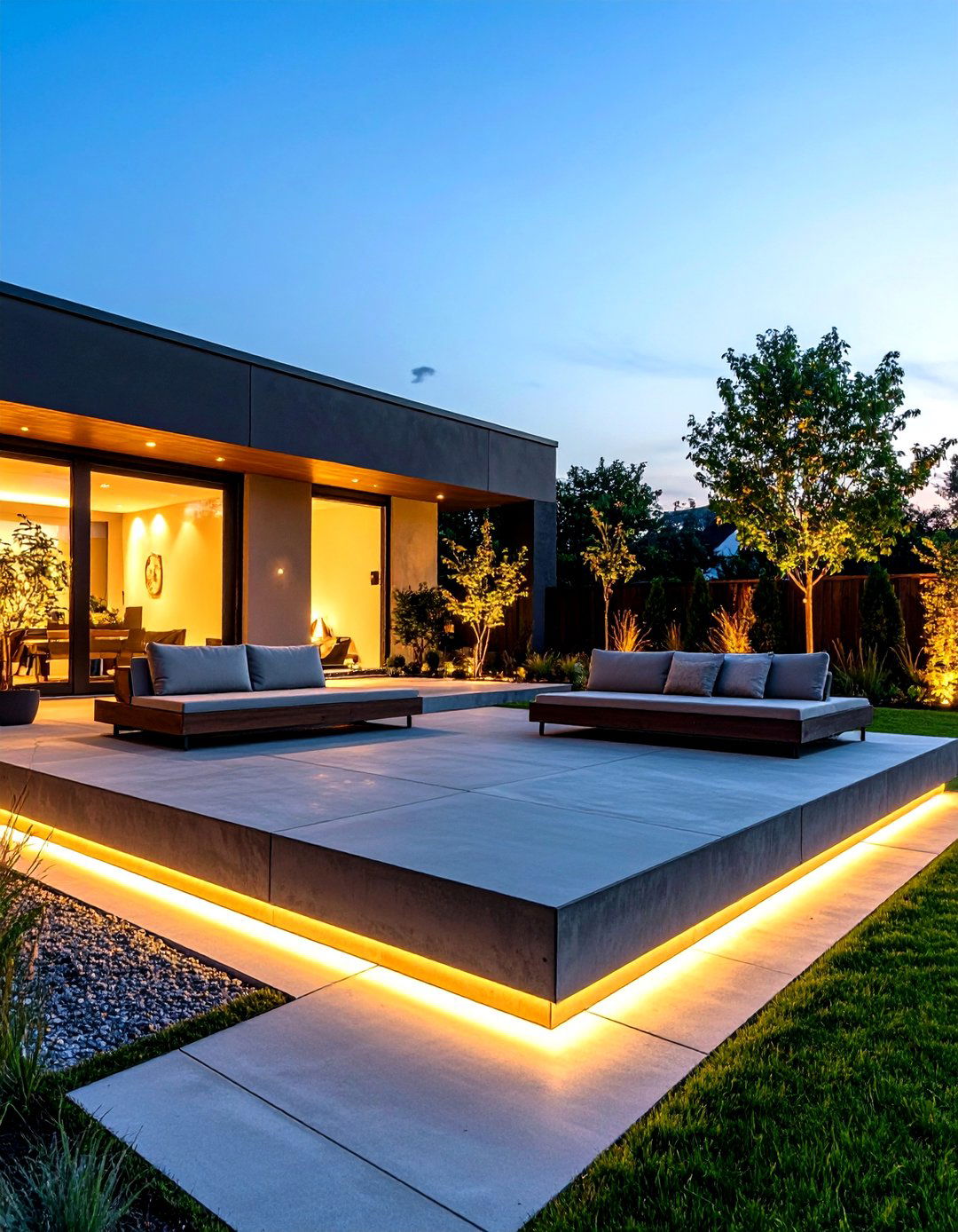 Modern Minimalist Raised Concrete Platform - 24 Raised Concrete Patio Ideas