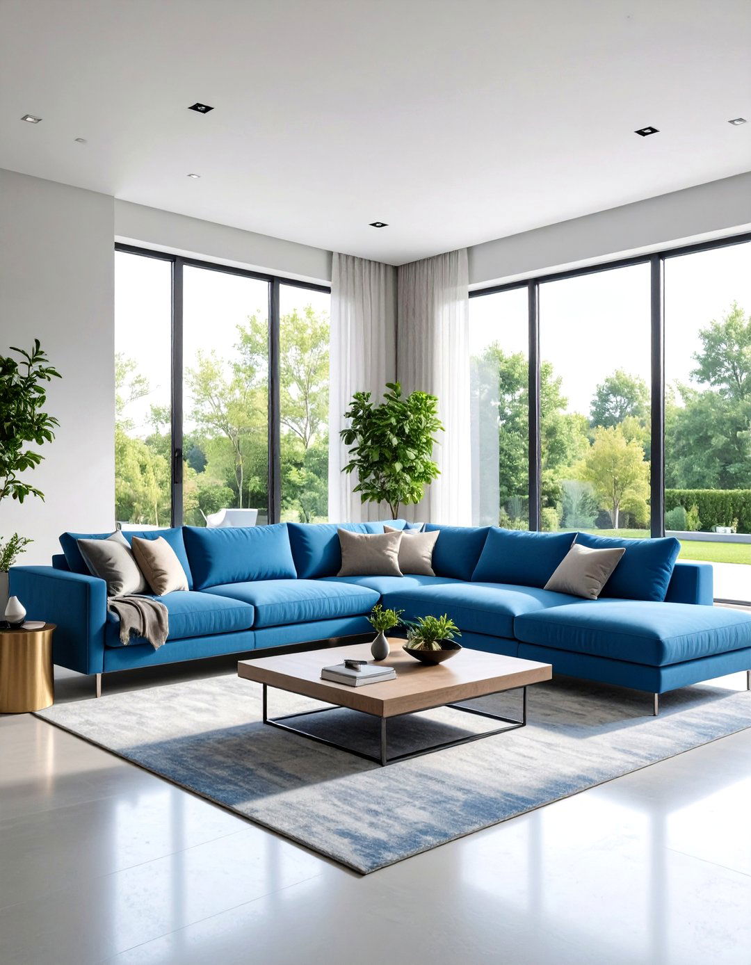 Modern Minimalist Steel Blue and Concrete Grey - 24 Blue and Grey Living Room Ideas