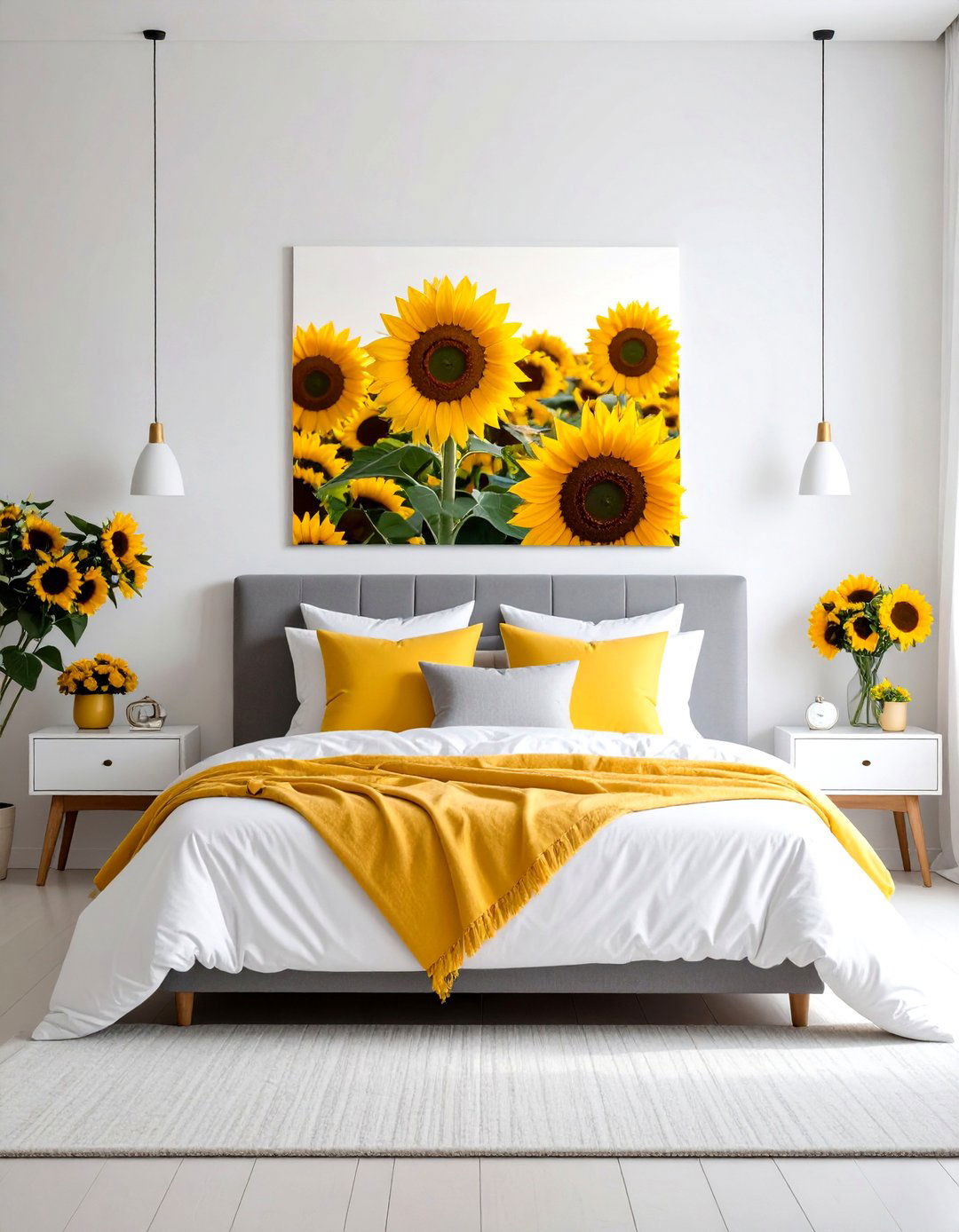 Modern Minimalist Sunflower Design - 24 Sunflower Bedroom Ideas