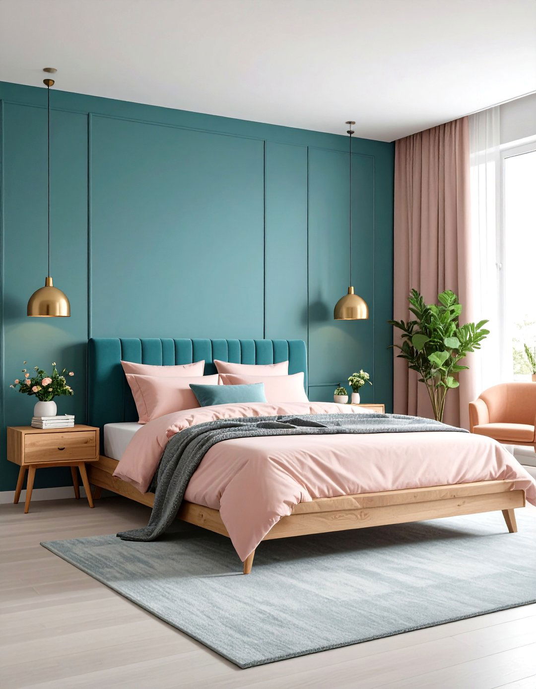 Modern Minimalist Teal and Pink Balance - 24 Teal and Pink Bedroom Ideas