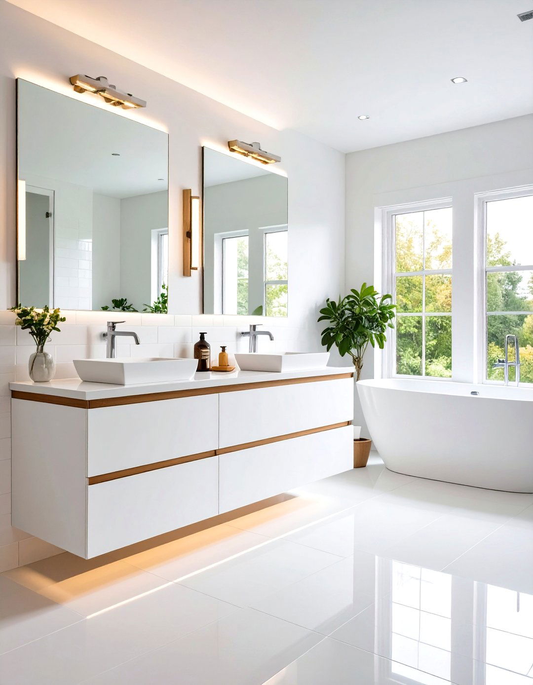 Modern Minimalist White Hall Bathroom - 24 Hall Bathroom Ideas