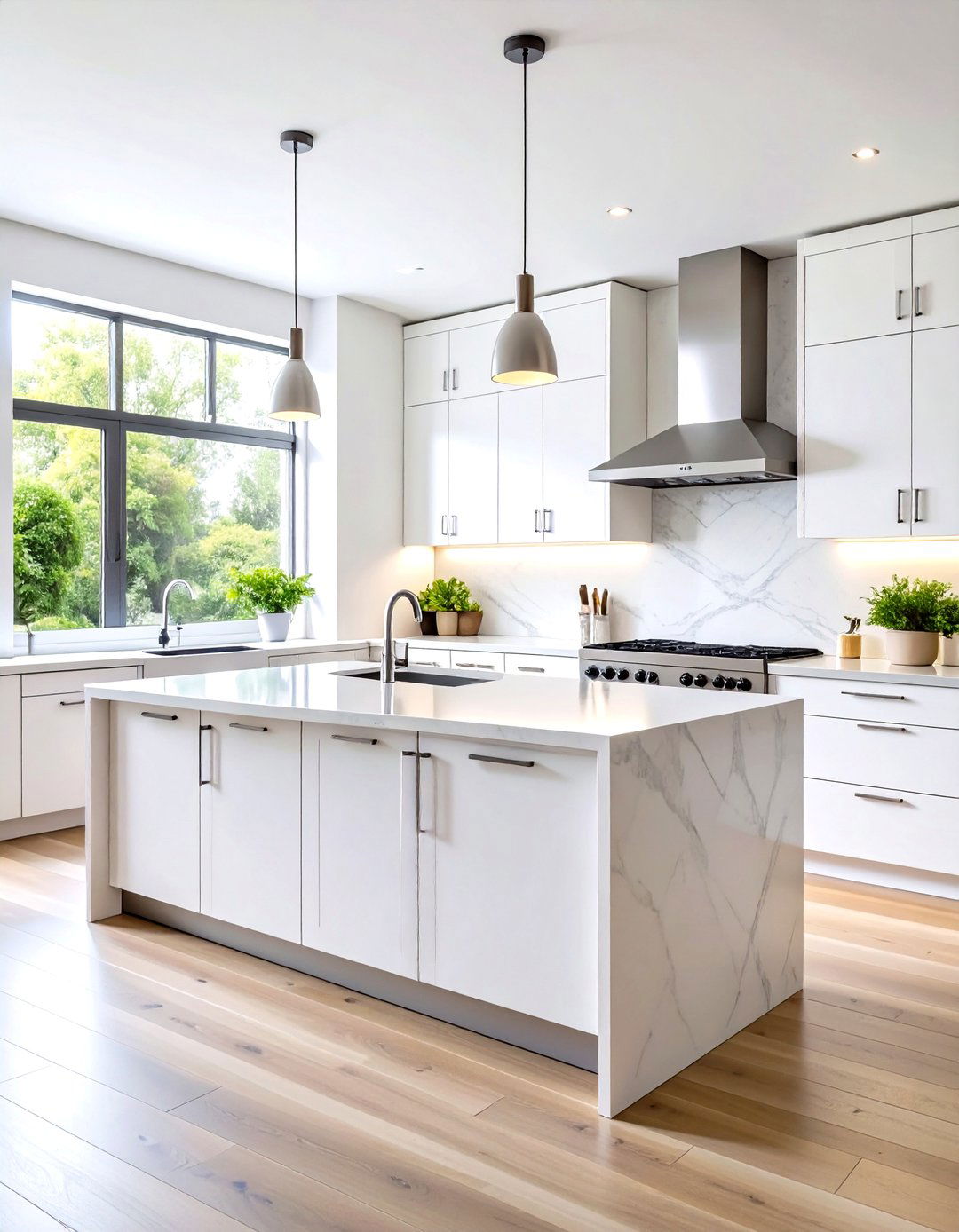 Modern Minimalist White Kitchen with Sleek Cabinetry - 24 White Kitchen Ideas