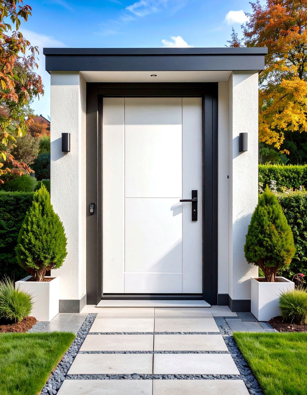 Modern Minimalist White Steel Door - 24 White Front Door Ideas