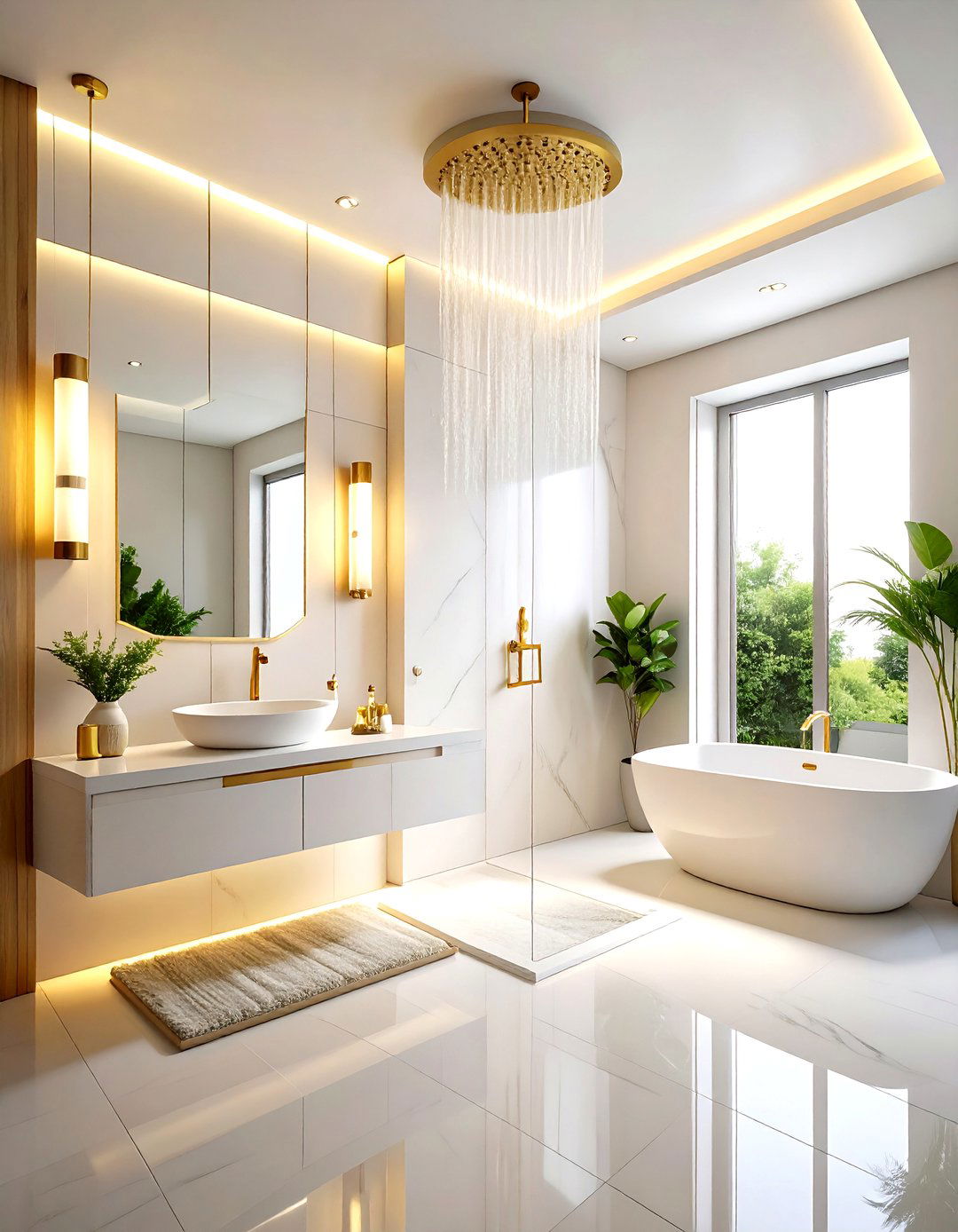 Modern Minimalist Zen - 24 White and Gold Bathroom Ideas