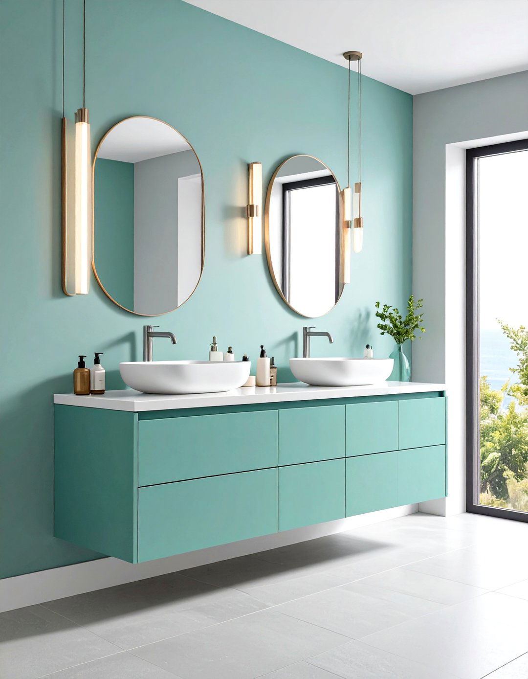 Modern Mint Green Vessel Sink Vanity - 24 Mint Green Bathroom Ideas