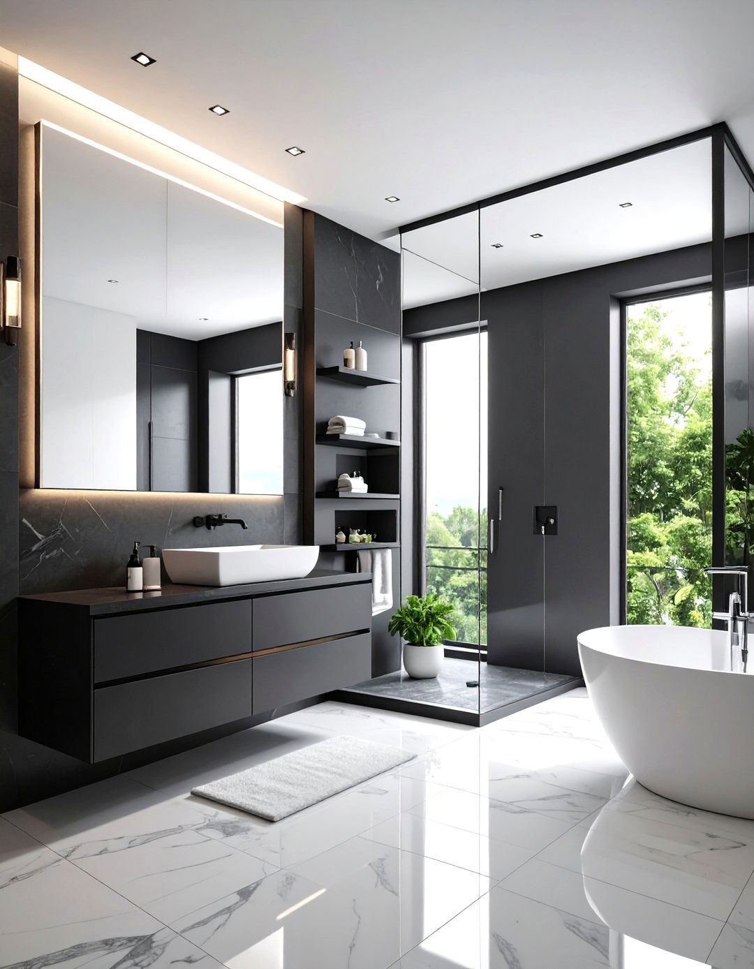 Modern Monochrome Bathroom Space - 24 Teen Bathroom Ideas