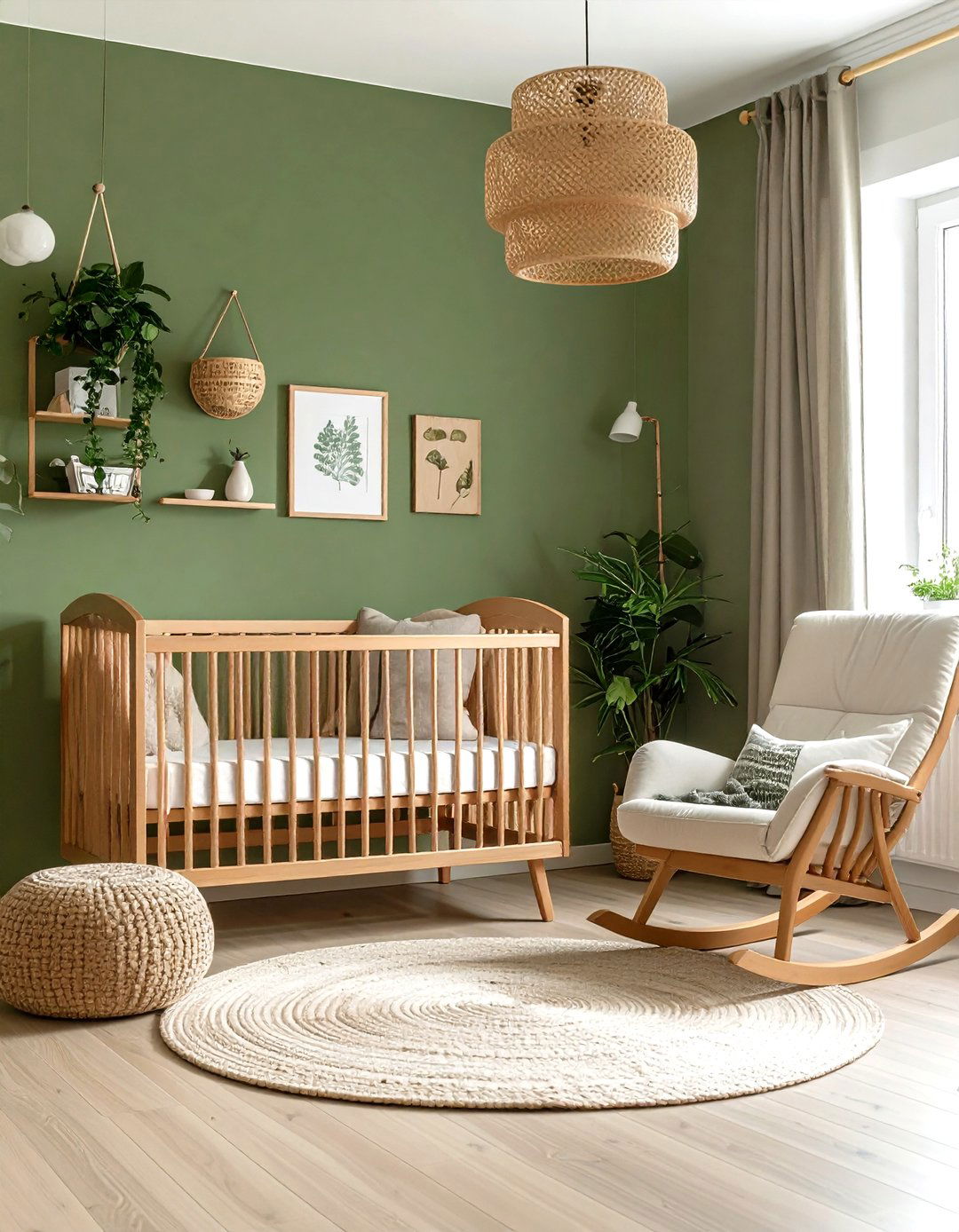 Modern Nursery with Olive Green and Natural Wood - 24 Olive Green Room Ideas