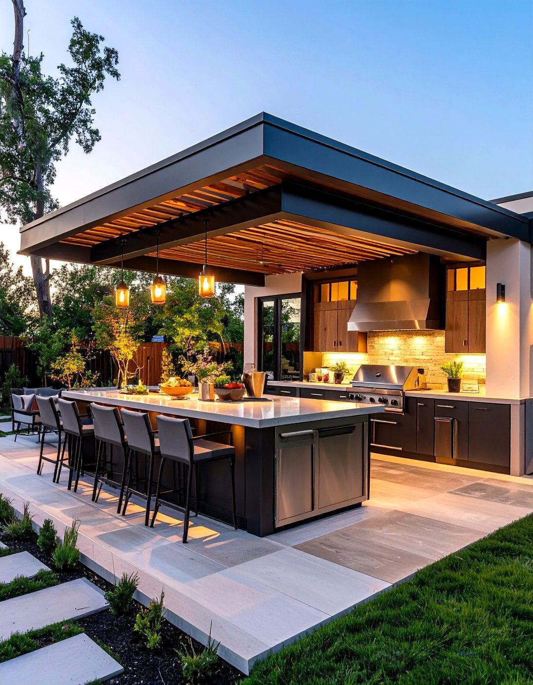 Modern Outdoor Kitchen Pavilion - 24 Modern Backyard Ideas