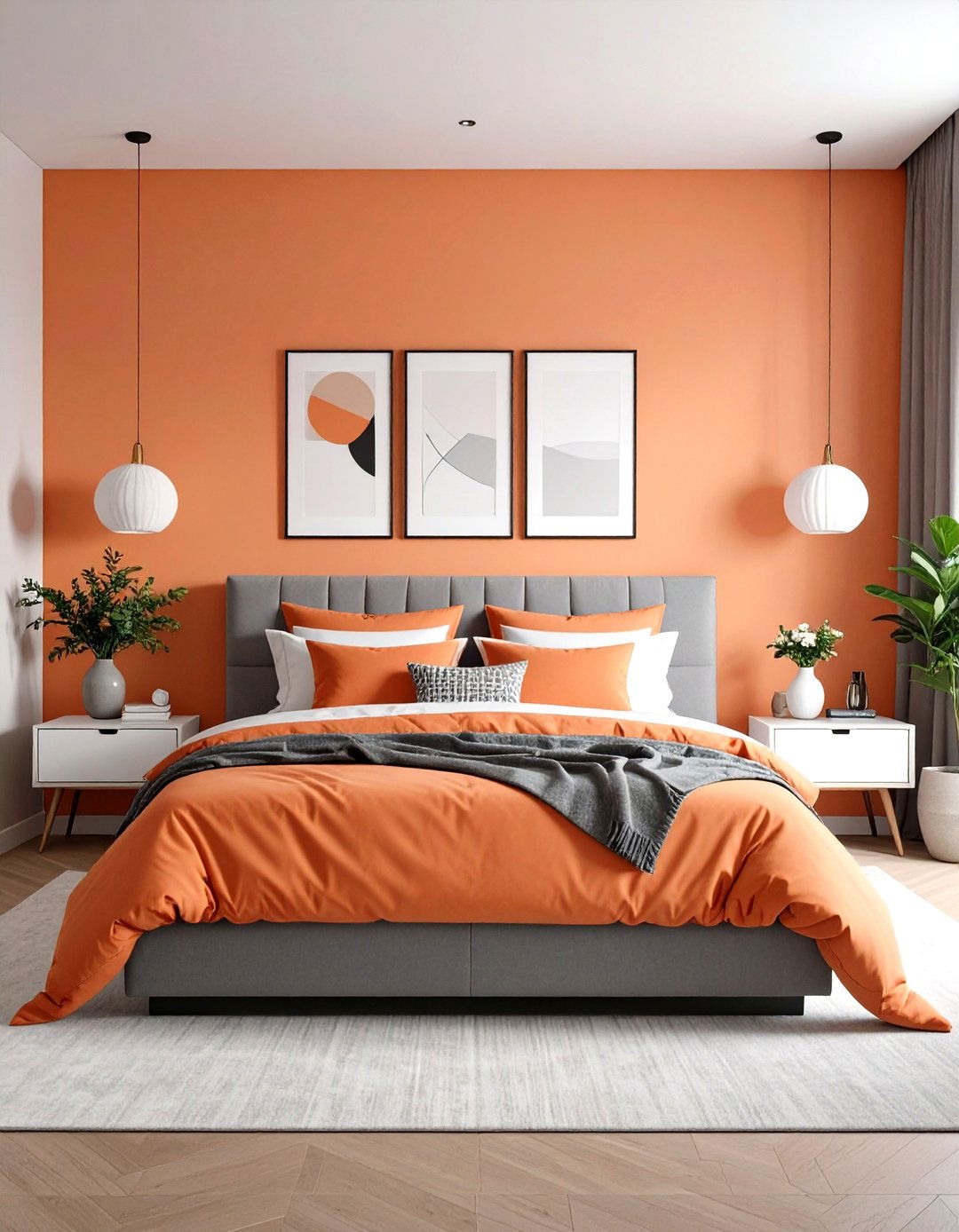Modern Peach Accent Wall Bedroom - 24 Peach Bedroom Ideas