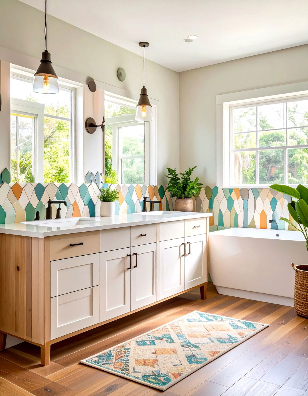 Modern Picket Fence Tile Backsplash - 24 Bathroom Backsplash Ideas