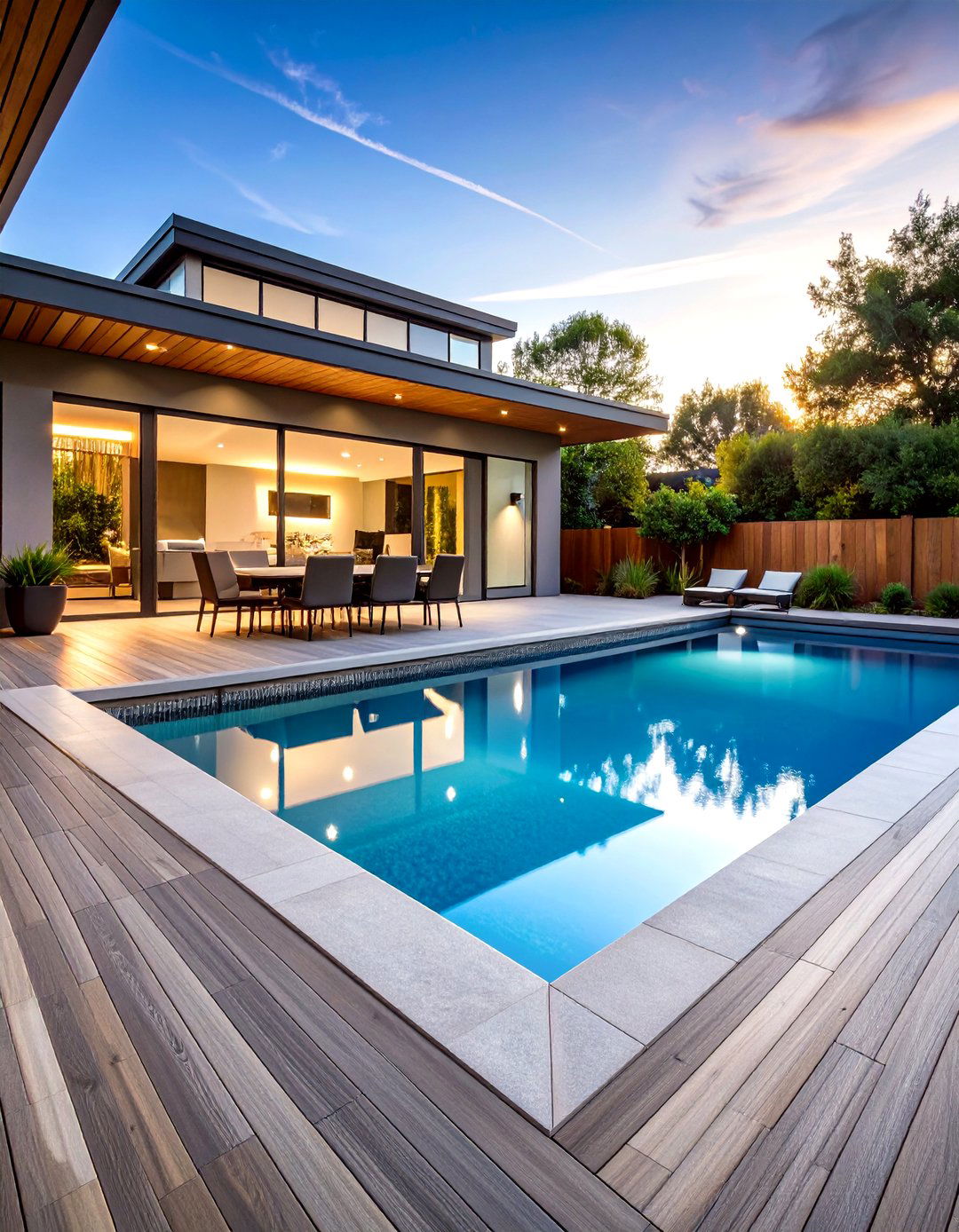 Modern Porcelain Plank Pool Surround - 24 Pavers Around Pool Ideas