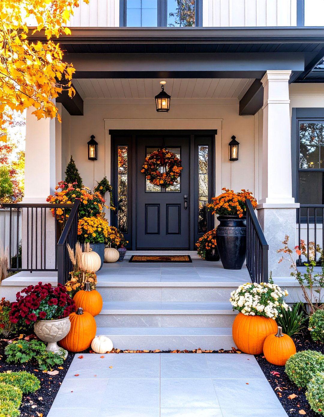 Modern Porch with Artistic Metal Railings - 24 Modern Front Porch Ideas