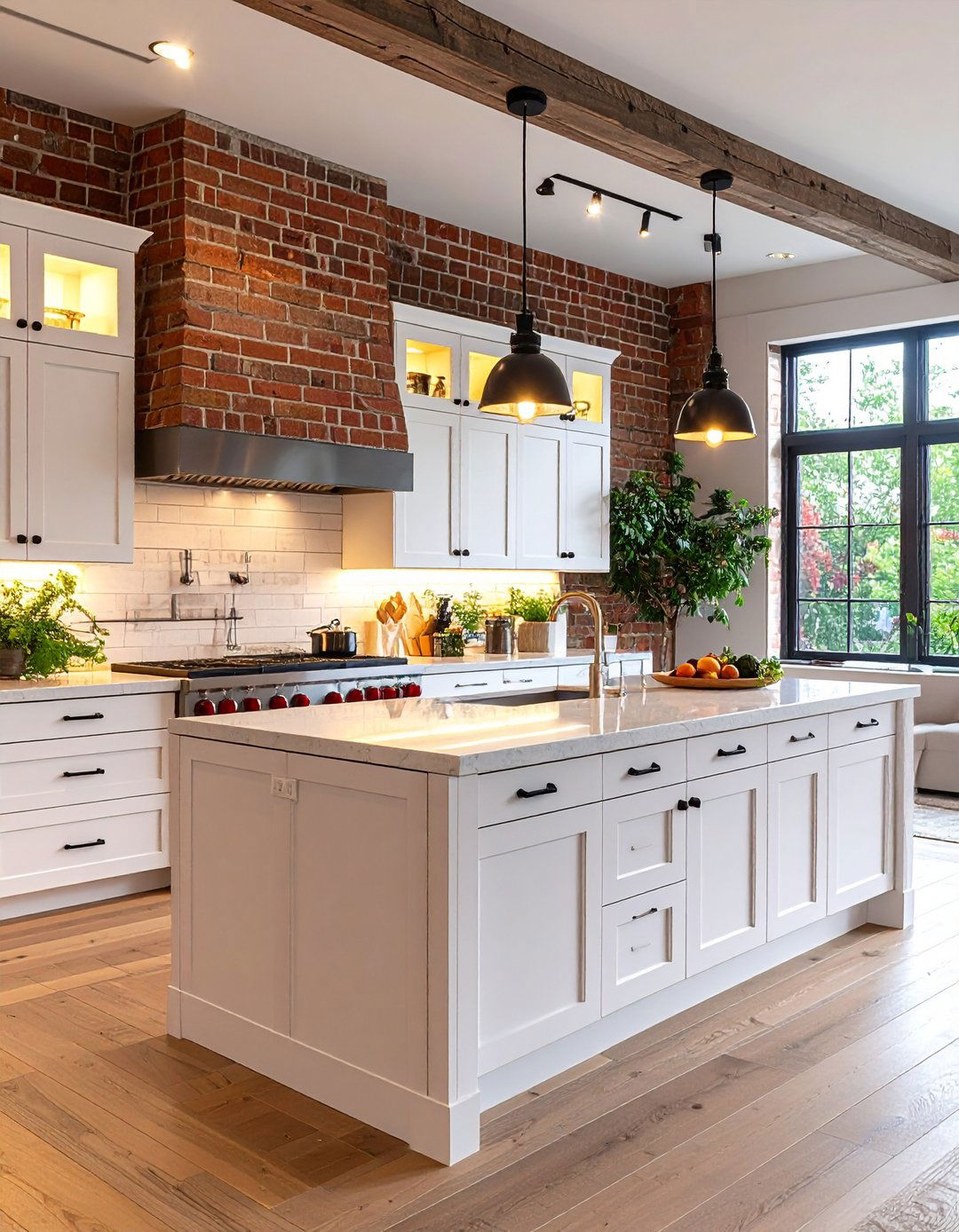 Modern Red Brick Chimney Kitchen - 24 Red Brick Kitchen Ideas