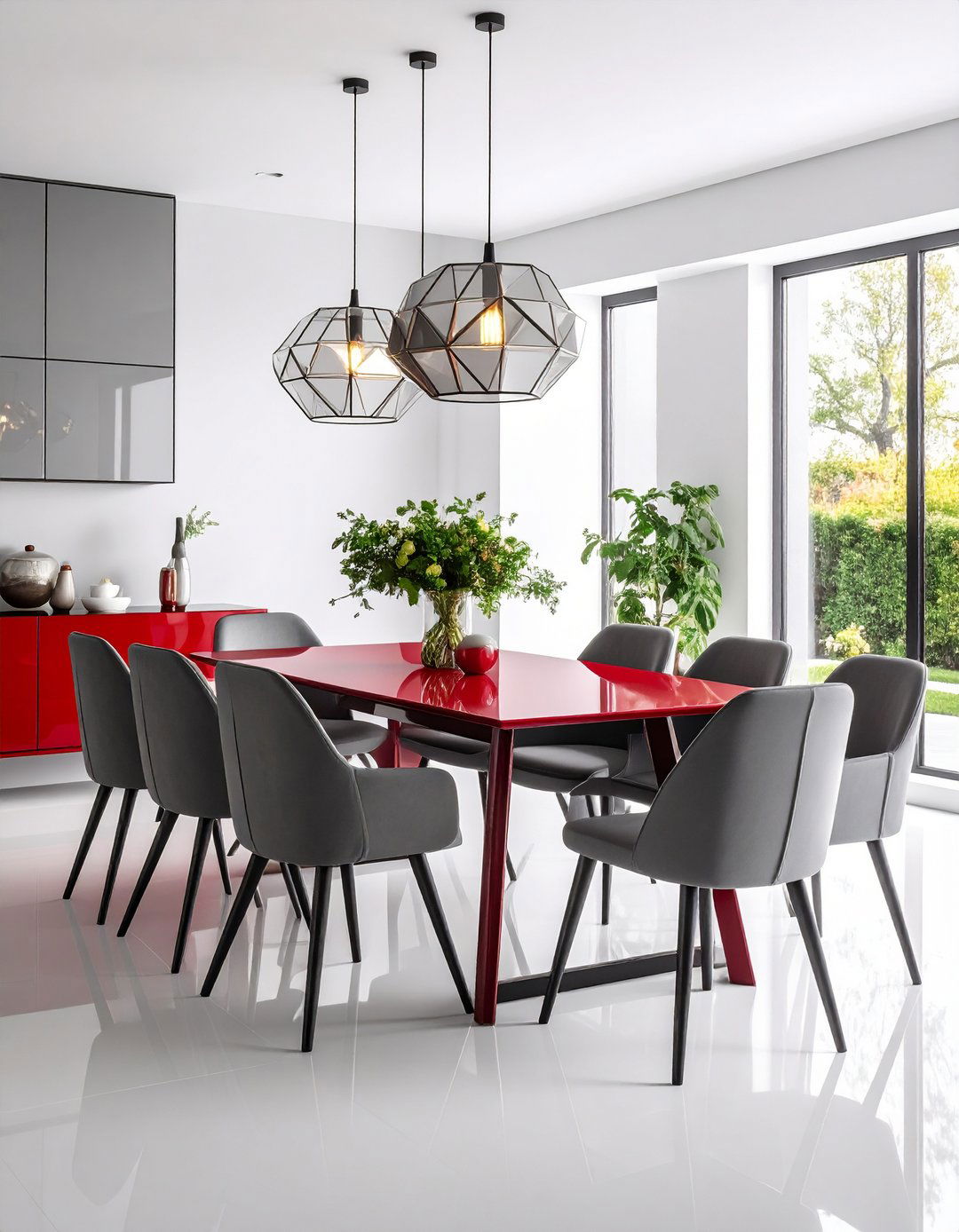 Modern Red Lacquer Table - 24 Red Dining Room Ideas