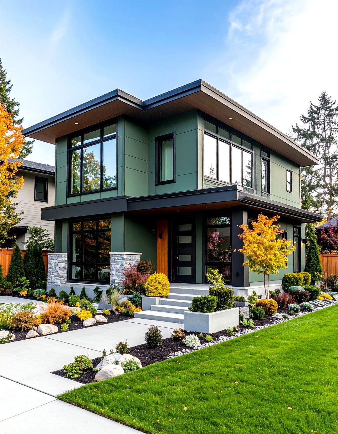 Modern Sage Green Box Design - 24 Sage Green House Exterior Ideas