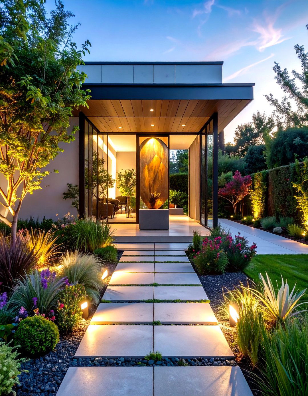 Modern Sculpture Integration Art - 24 driveway entrance ideas