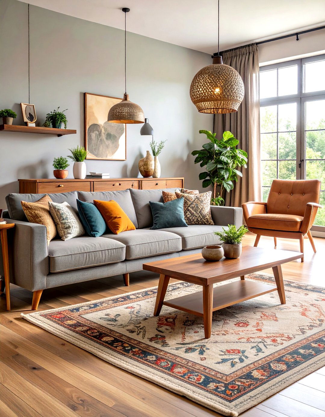 Modern Sectional with Vintage Armchair Design - 24 Mismatched Sofas in Living Room Ideas