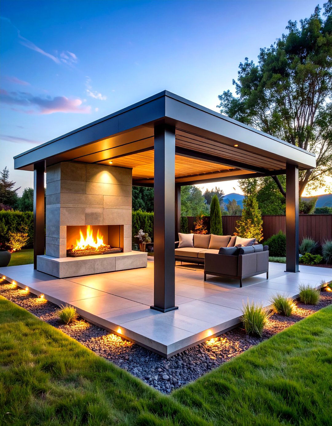 Modern Square Metal Gazebo With Gas Fireplace - 24 Gazebo With Fireplace