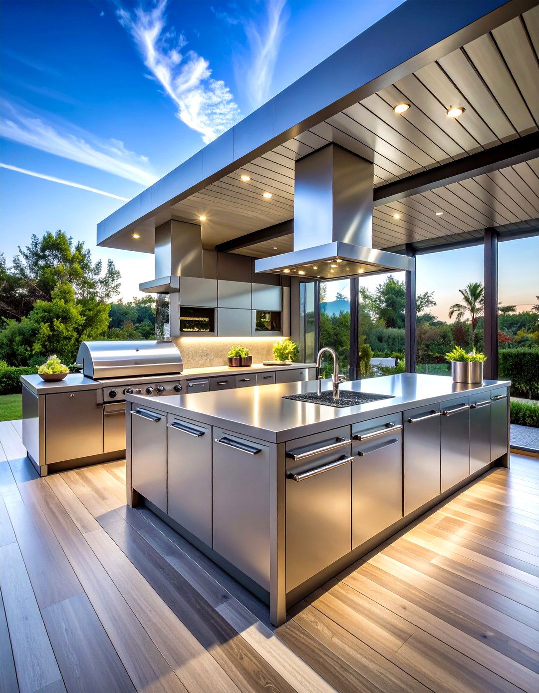 Modern Stainless Steel Lanai Kitchen - 24 Lanai Kitchen Ideas