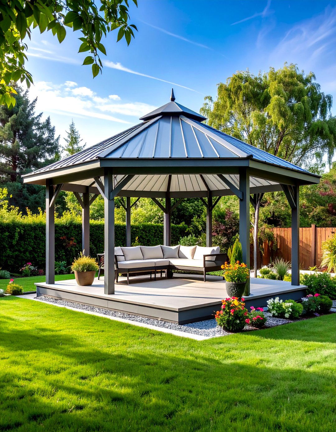 Modern Steel Frame Gazebo - 24 Backyard Gazebo Ideas