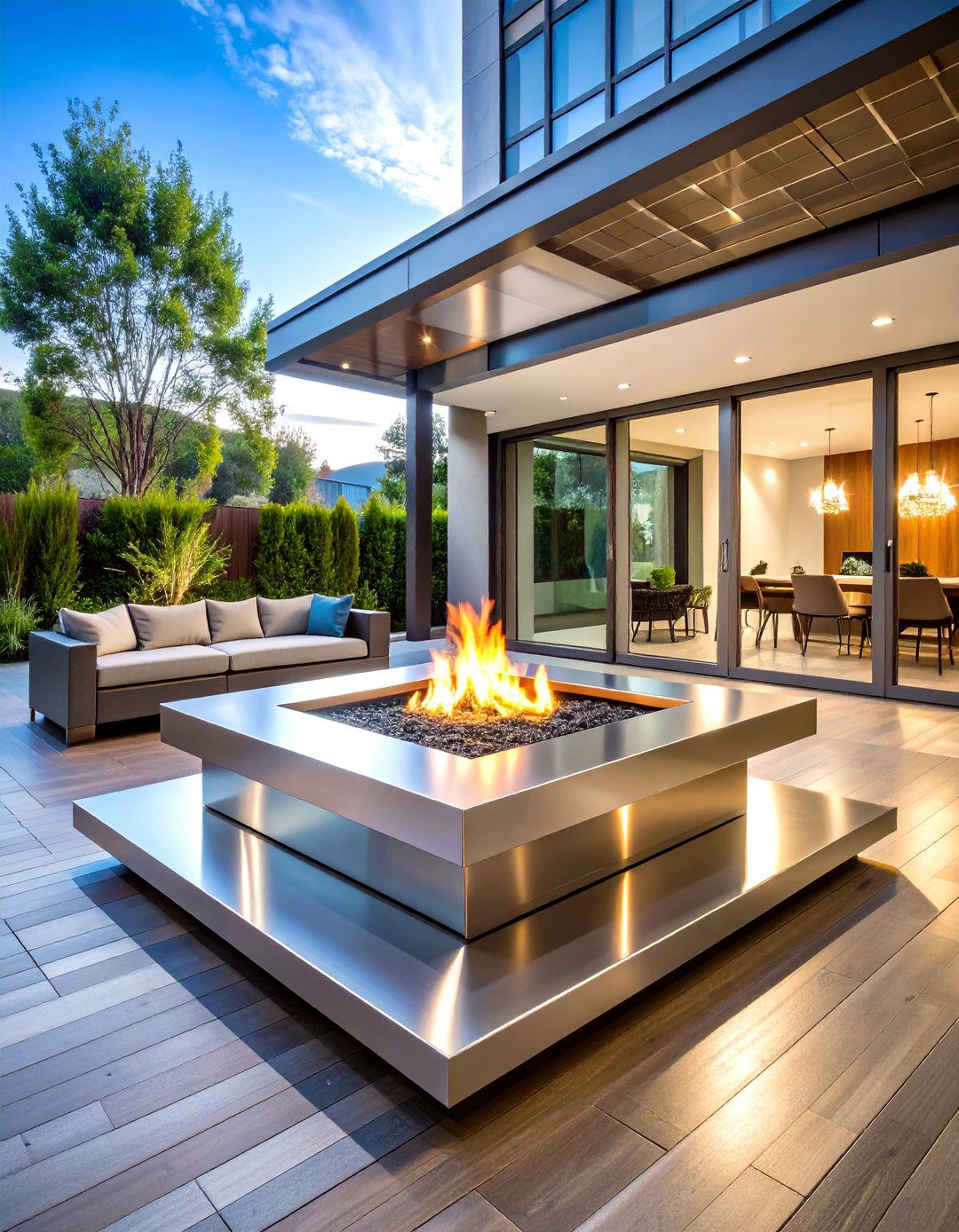 Modern Steel Square Fire Pit Design - 24 Square Fire Pit Ideas