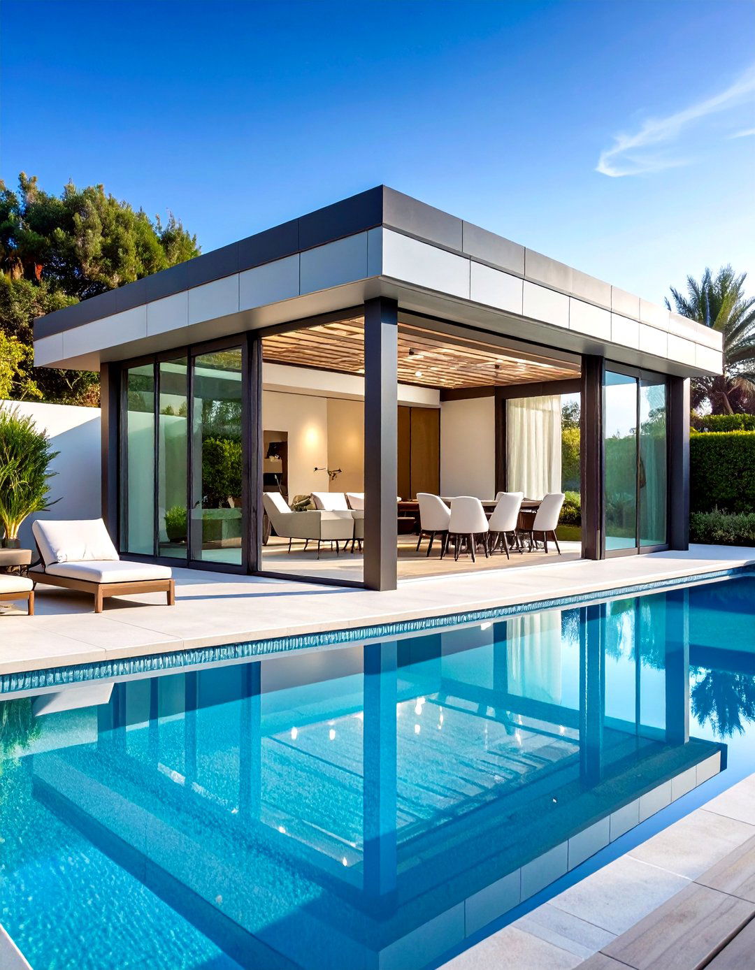 Modern Steel and Glass Pool Gazebo - 24 Pool Gazebo Ideas