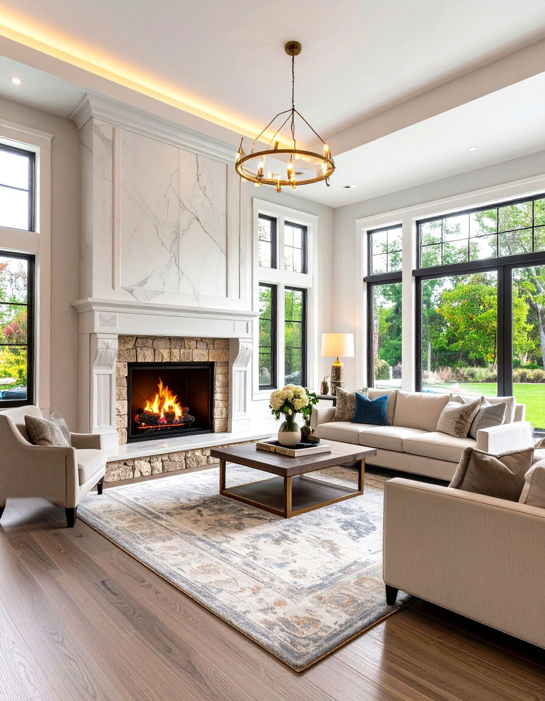 Modern Stone Surround Gas Fireplace - 24 Gas Fireplace Ideas