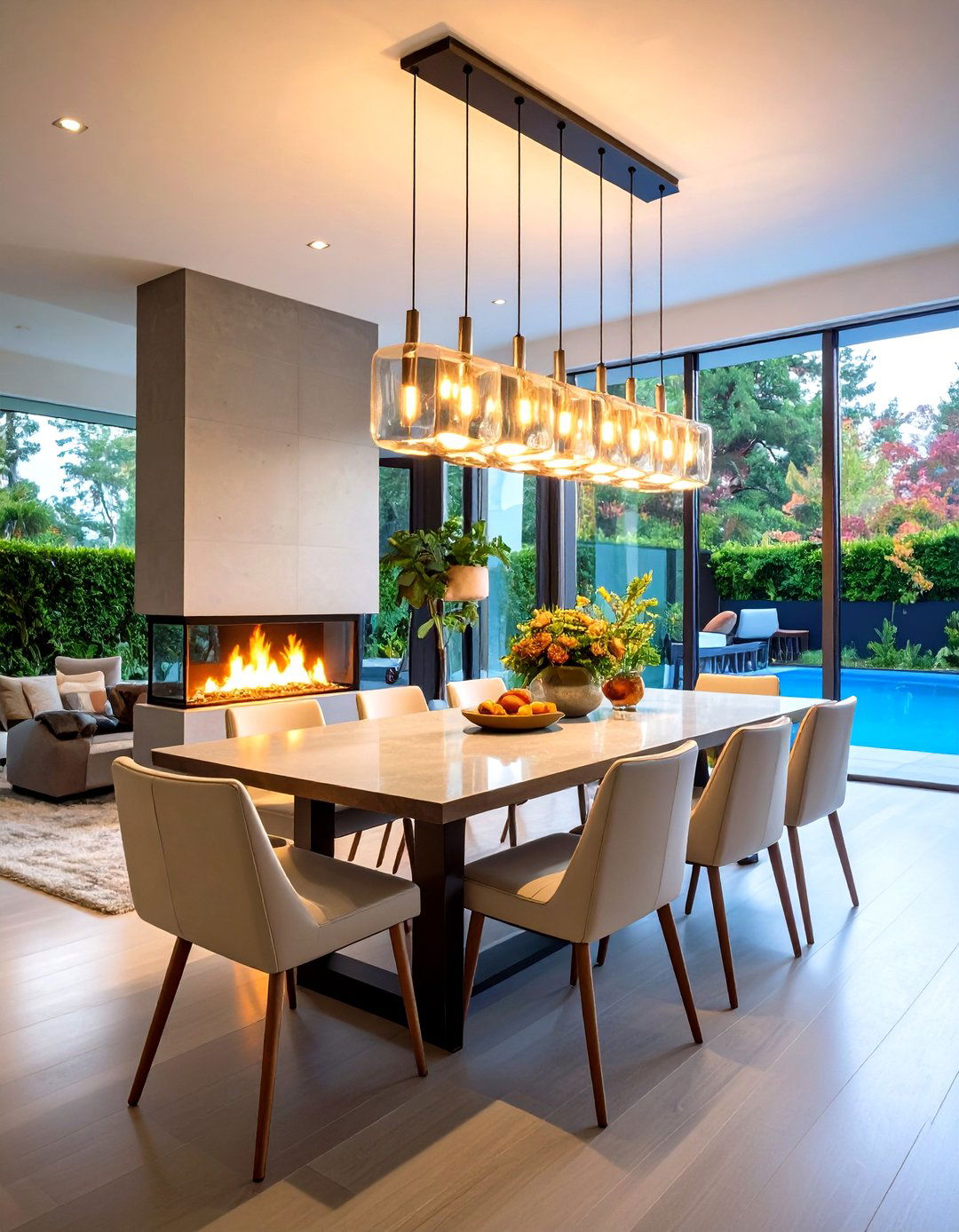 Modern Suspended Fireplace Feature - 24 Dining Room With Fireplace