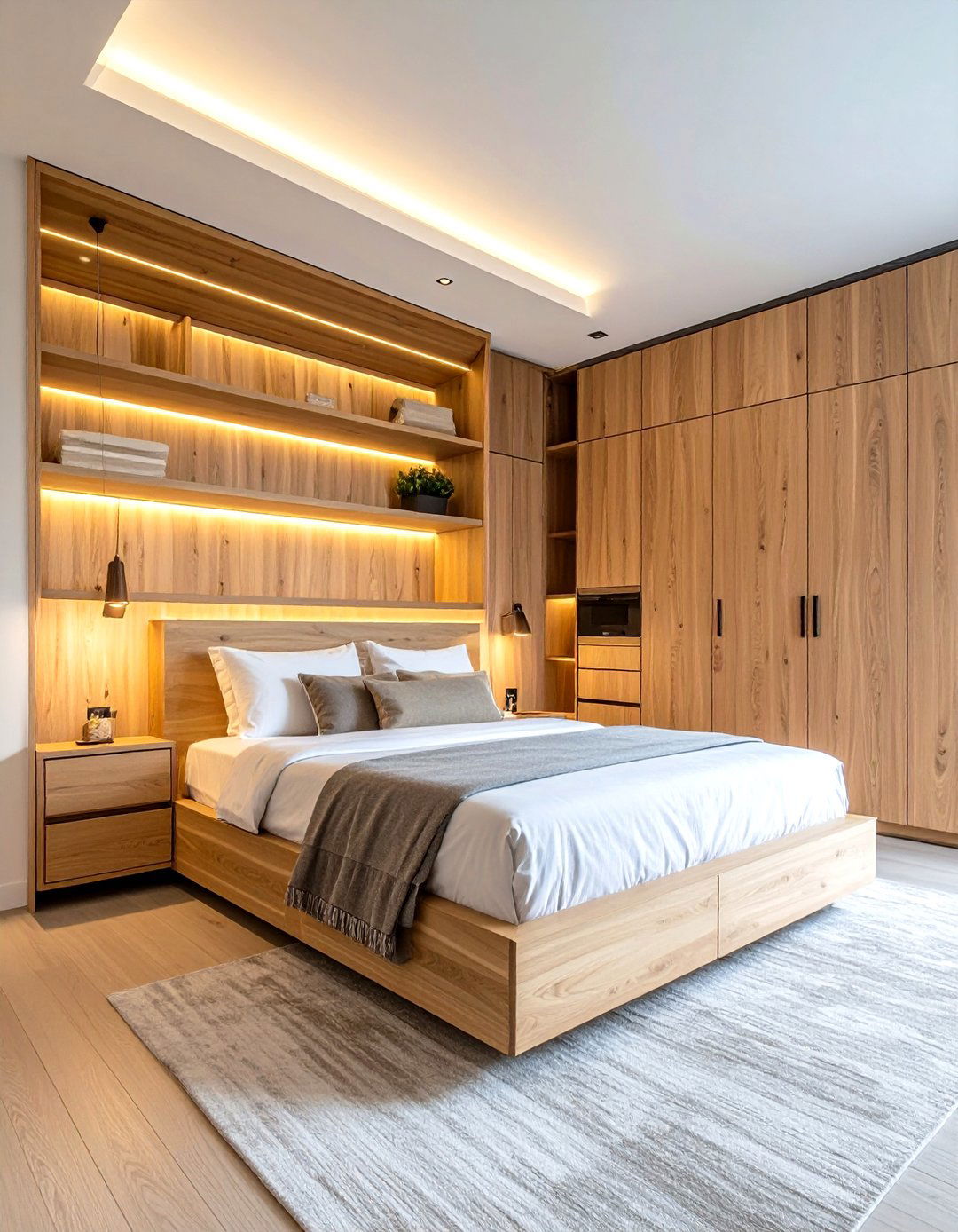 Modern Teak Storage Bedroom - 24 Dark Wood Bedroom Ideas