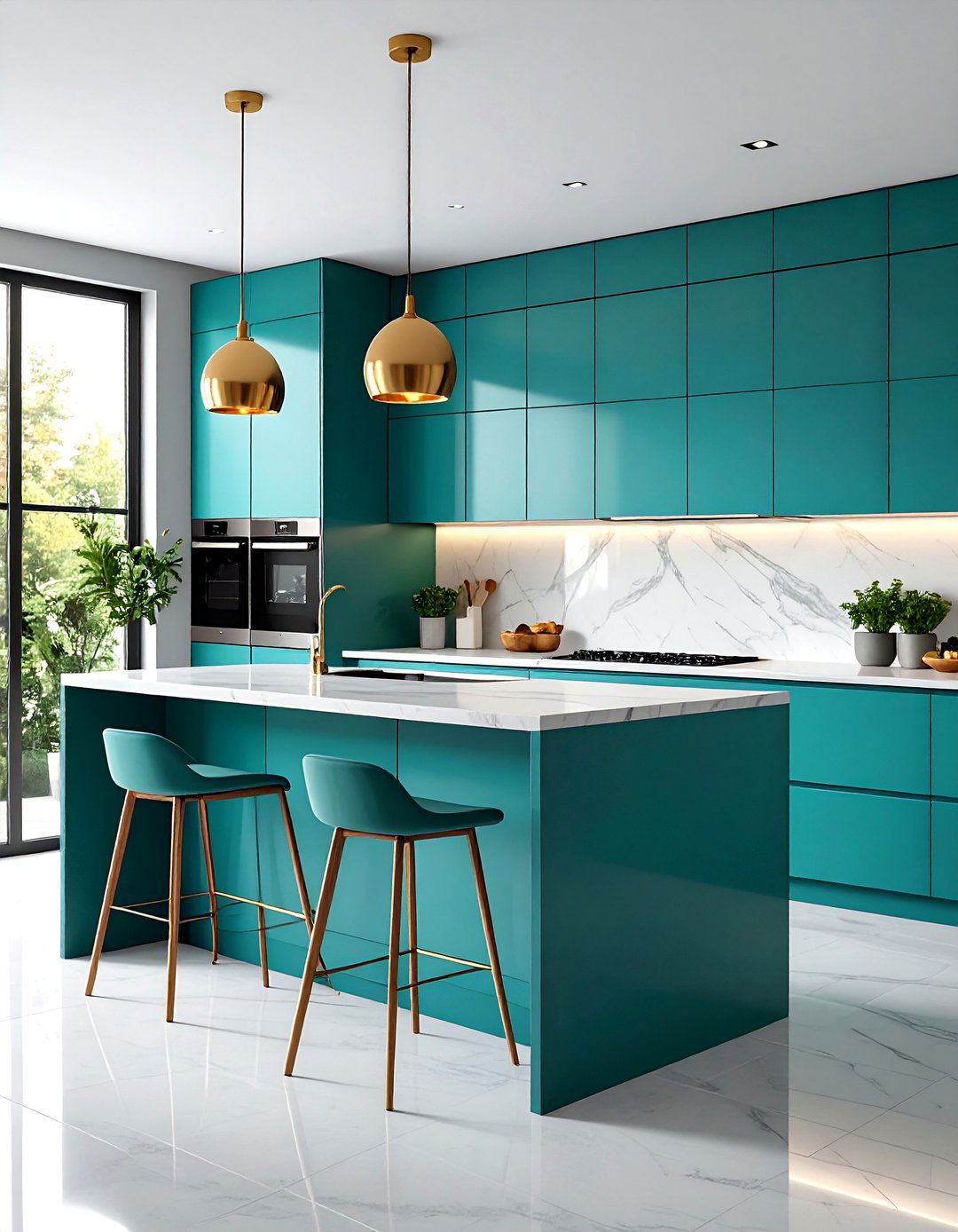 Modern Teal Kitchen with Sleek Lines - 24 Teal Kitchen Ideas