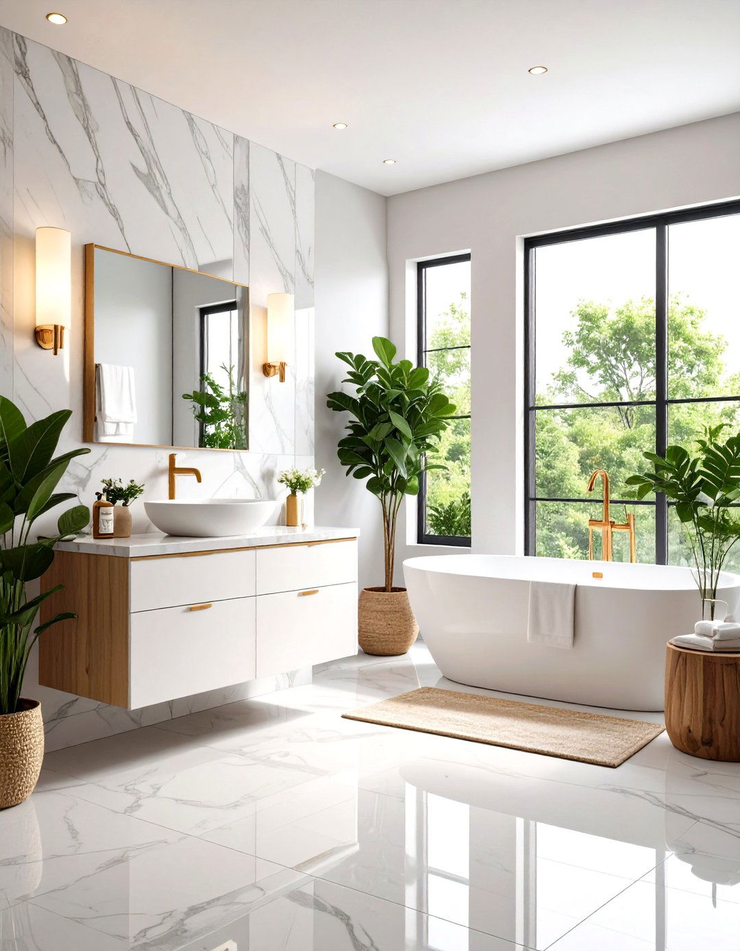 Modern Transitional Windowless Bathroom with Timeless Appeal - 24 Windowless Bathroom Ideas