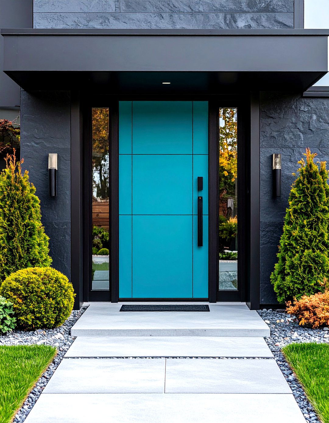 Modern Turquoise Door with Black Accents - 24 Turquoise Front Door Ideas