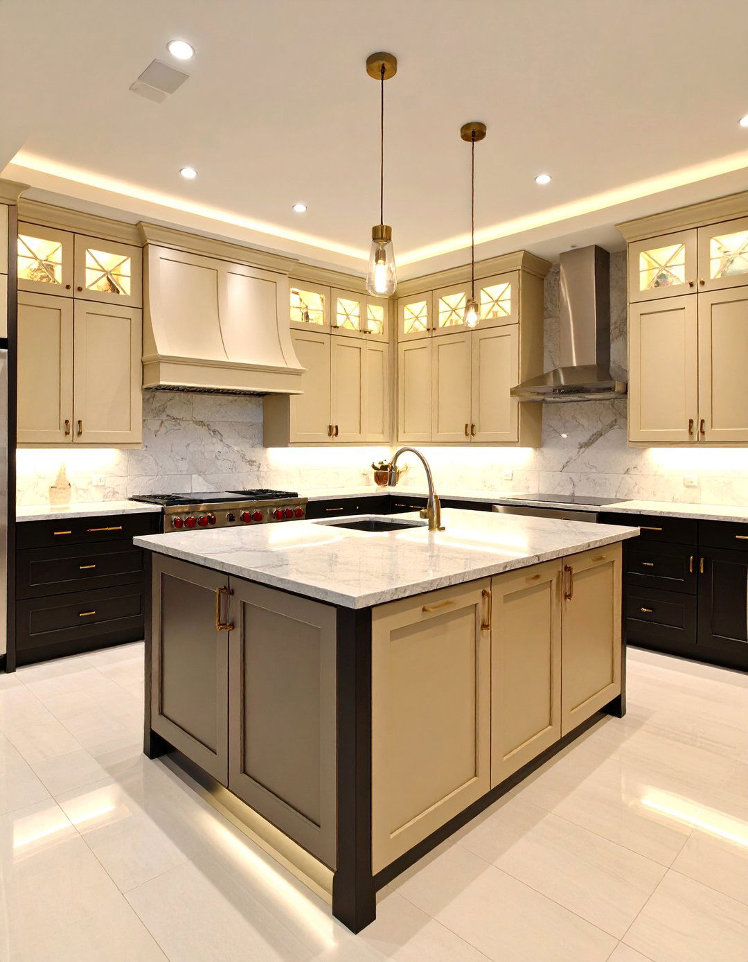 Modern Two Tone Cabinet Kitchen - 24 black and beige kitchen ideas
