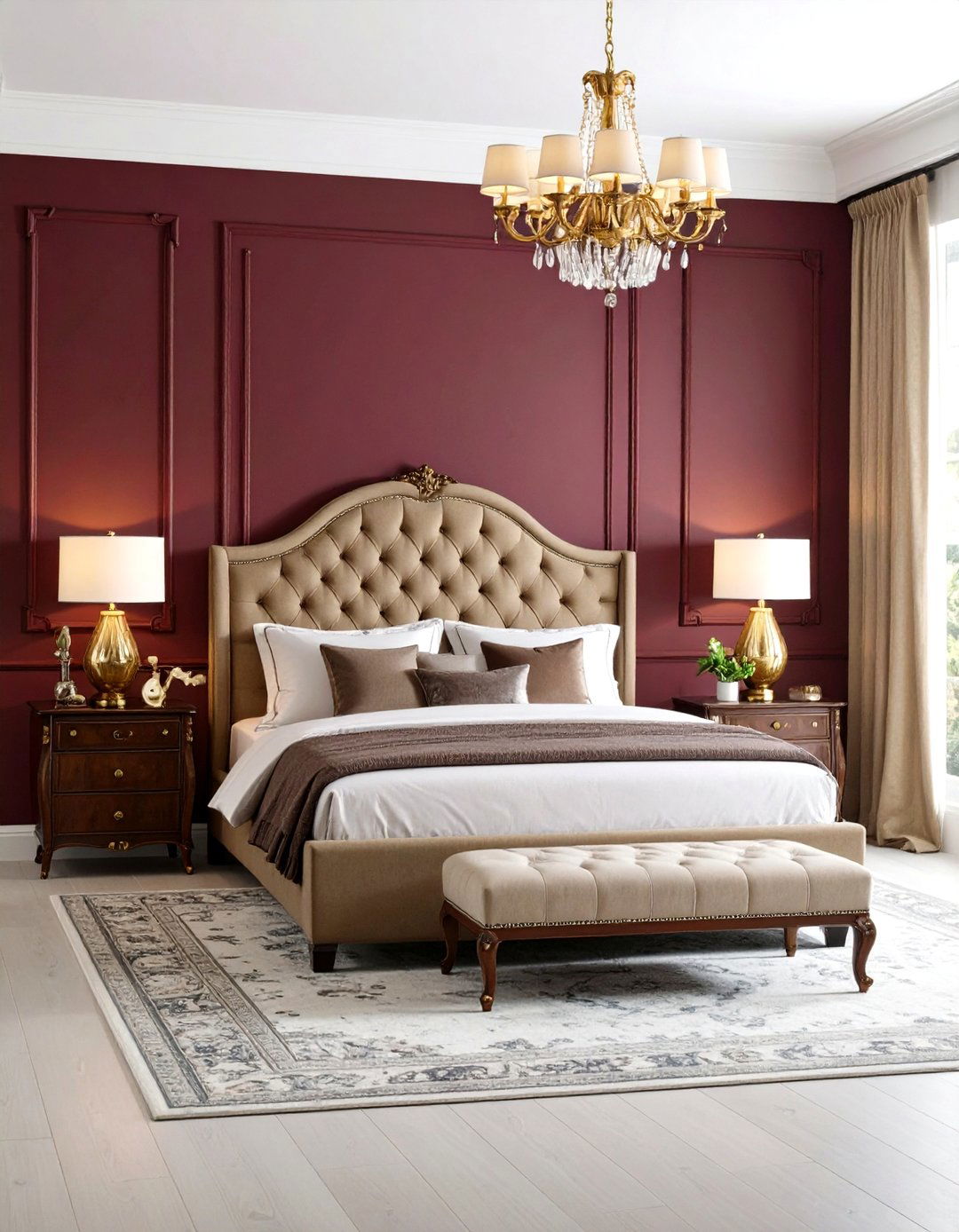 Modern Vintage Burgundy Bedroom - 24 Burgundy Bedroom Ideas