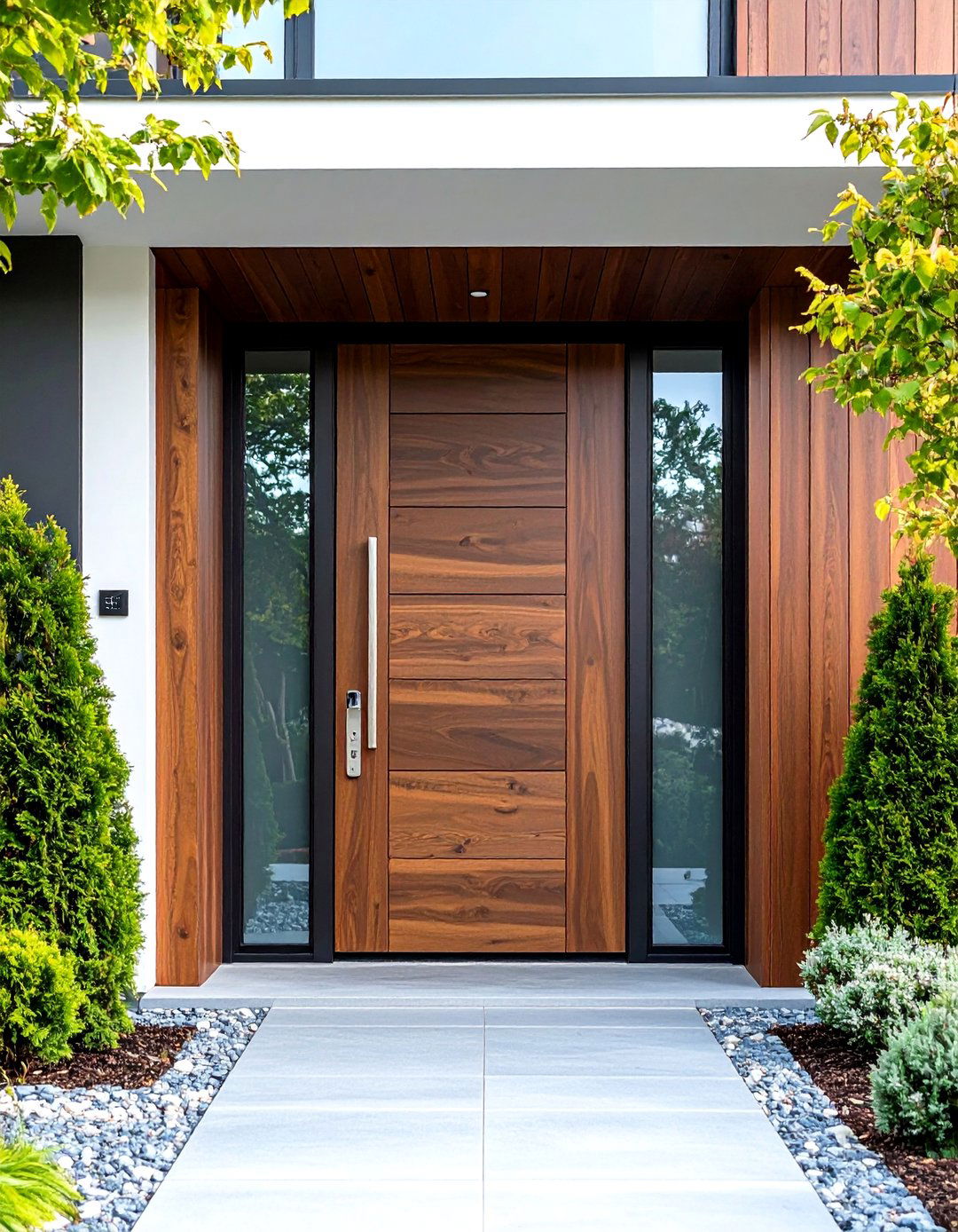 Modern Walnut Front Door Designs - 24 Brown Front Door Ideas