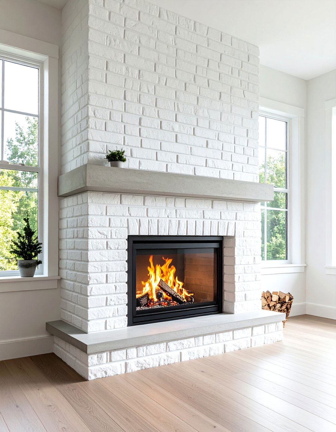 Modern White Brick Veneer - 24 White Stone Fireplace Ideas