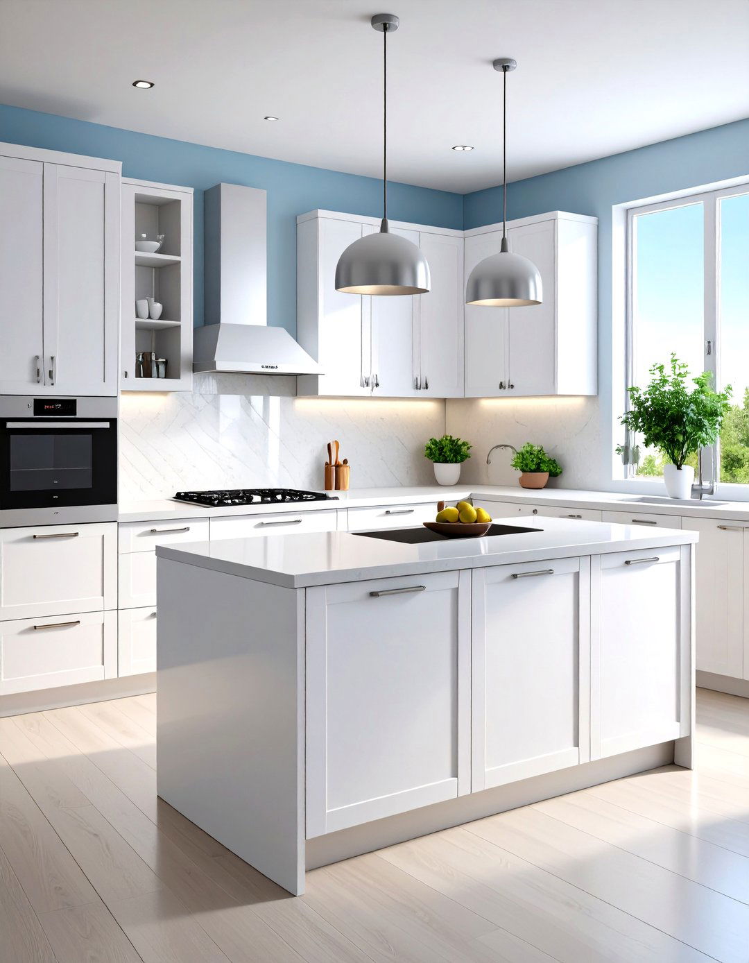 Modern White Kitchen with Handleless Cabinets - 24 Small White Kitchen Ideas
