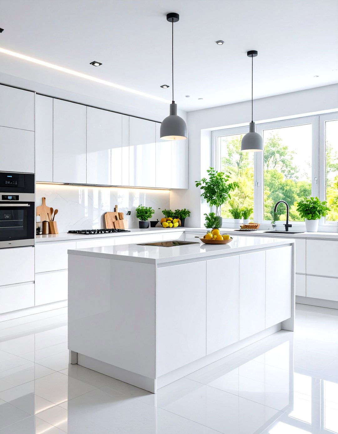 Modern White Kitchen with Technology Integration - 24 Small White Kitchen Ideas