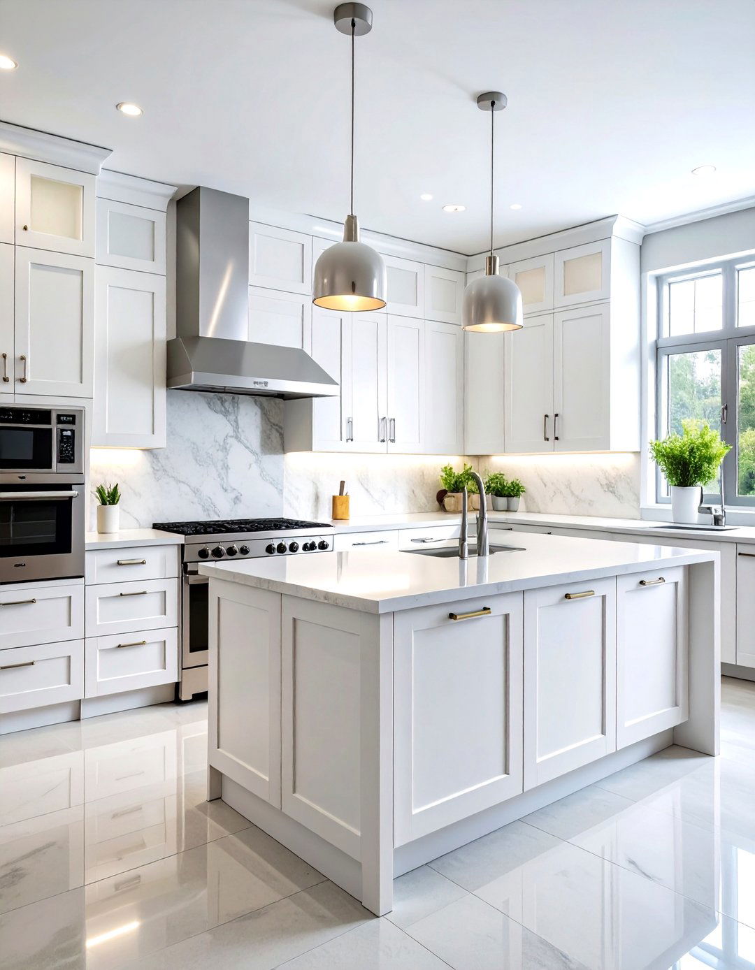 Modern White Shaker Cabinets with Professional Appliances - 24 White Kitchen with Stainless Steel Appliances Ideas