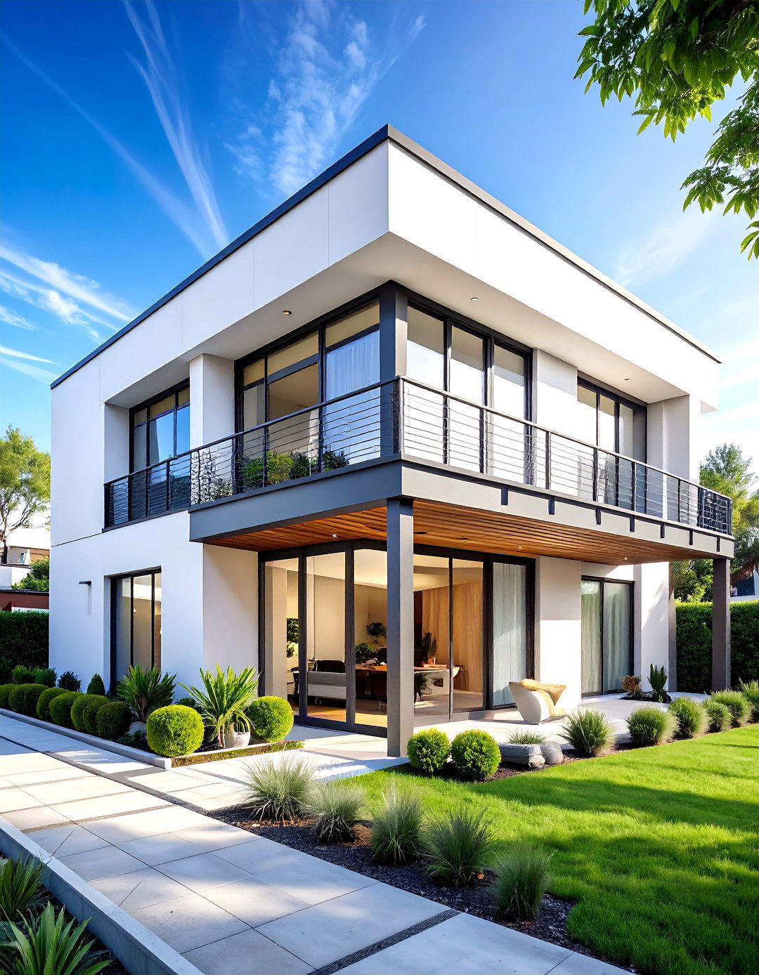 Modern White with Industrial Steel Accents - 24 White Home Exterior Ideas
