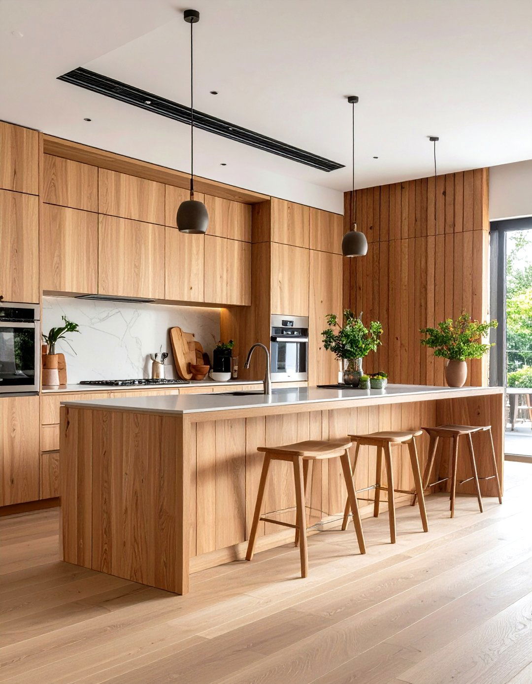 Modern Wood Slat Kitchen Feature Wall - 24 Kitchen Accent Wall Ideas