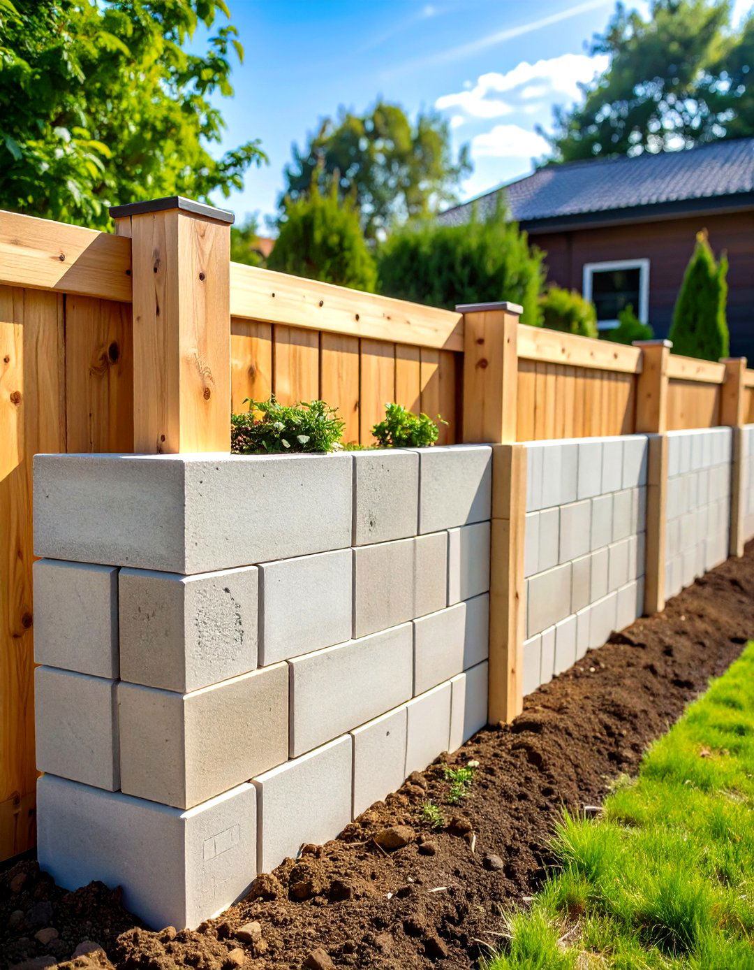 Modular DIY Concrete Block Fence - 24 Concrete Block Fence Ideas