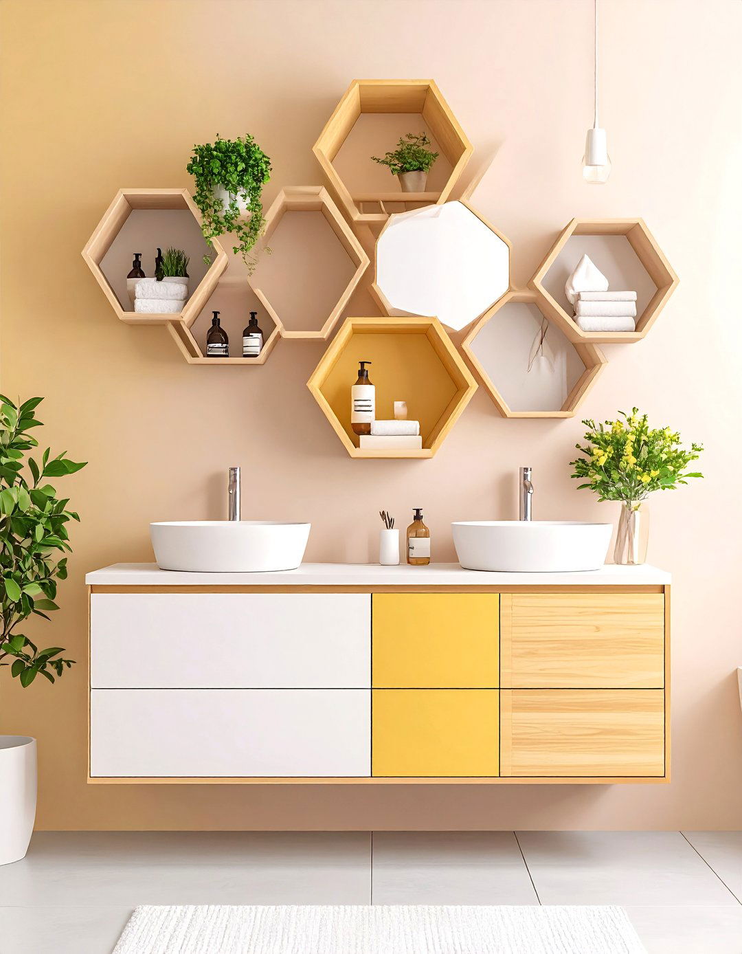 Modular Hexagonal Wall Storage System - 24 Bathroom Wall Storage Ideas